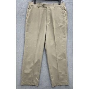 Haggar Black Label Khaki Pants Mens Size 34 X 29 Beige Flat Front